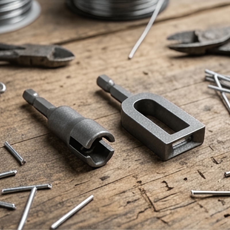TEMU 2pcs Drilling Accessory Set, Including A New Wire Winder And Wing Nut Socket, For Quick Knotting Of And Wire, Practical For Construction Work,