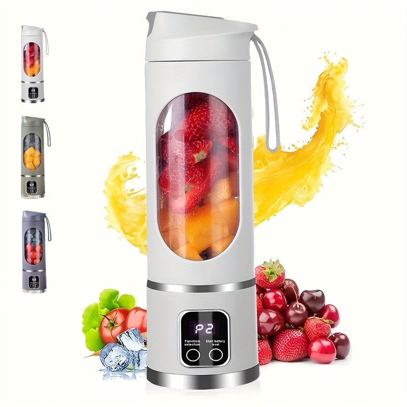 TEMU Yaowithsu Portable Usb Rechargeable Juicer - Compact 15.22oz For Smoothies & , Easy Clean, Digital Display, 3 Modes, Includes Mini