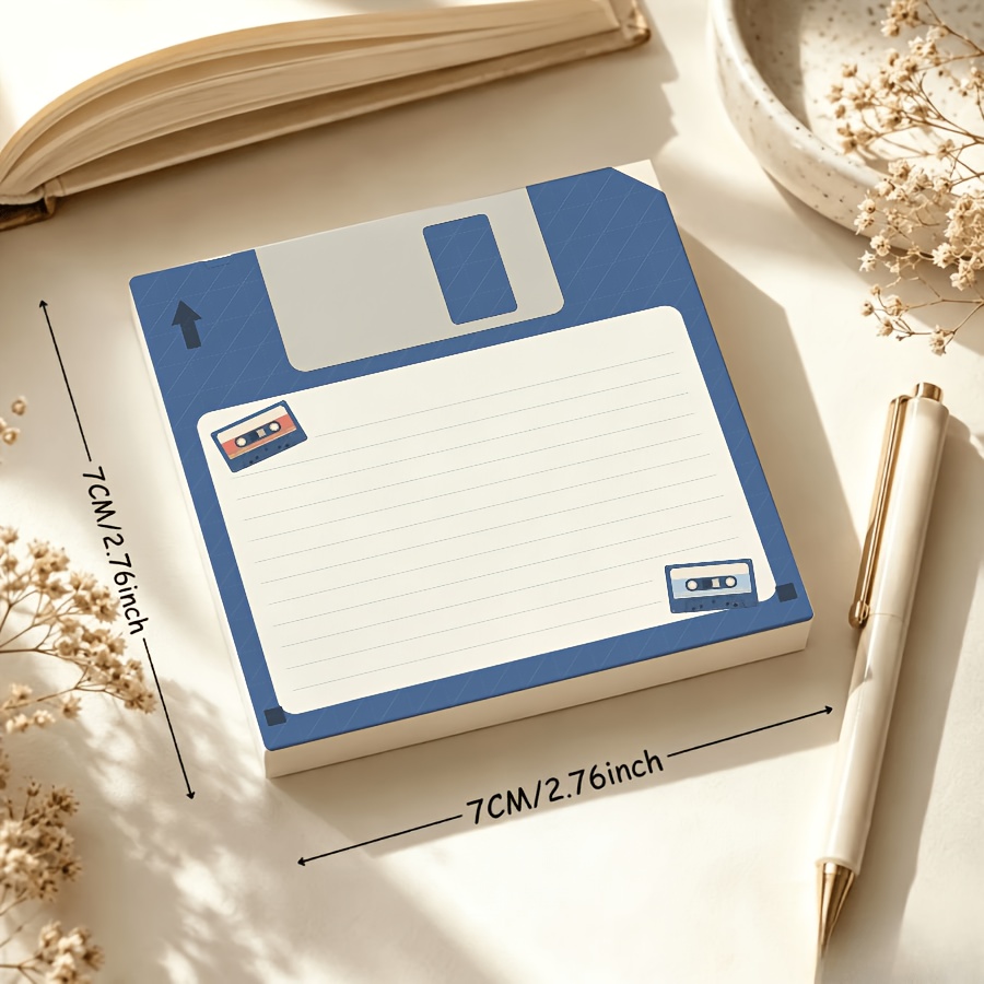 TEMU Vintage Floppy Disk & Cassette Tape Photo Frame Memo Pad - Retro 90s Diary Journal With Built-in Schedule Planner, Suitable For Daily