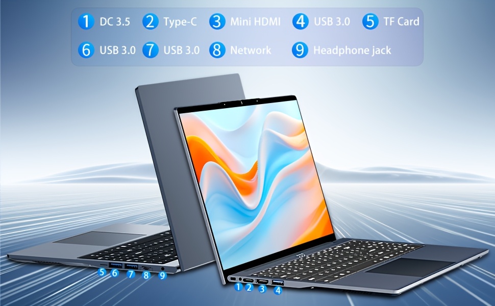 16 Inch Core I5 Laptop | 16GB RAM + 512GB SSD, Draagbare Computer met Verlicht Toetsenbord, Numerieke Toetsenbord, Type-C, TF Kaart Slot, USB 3.0*3, RJ45, 1080p Full HD, Linux Ubuntu OS