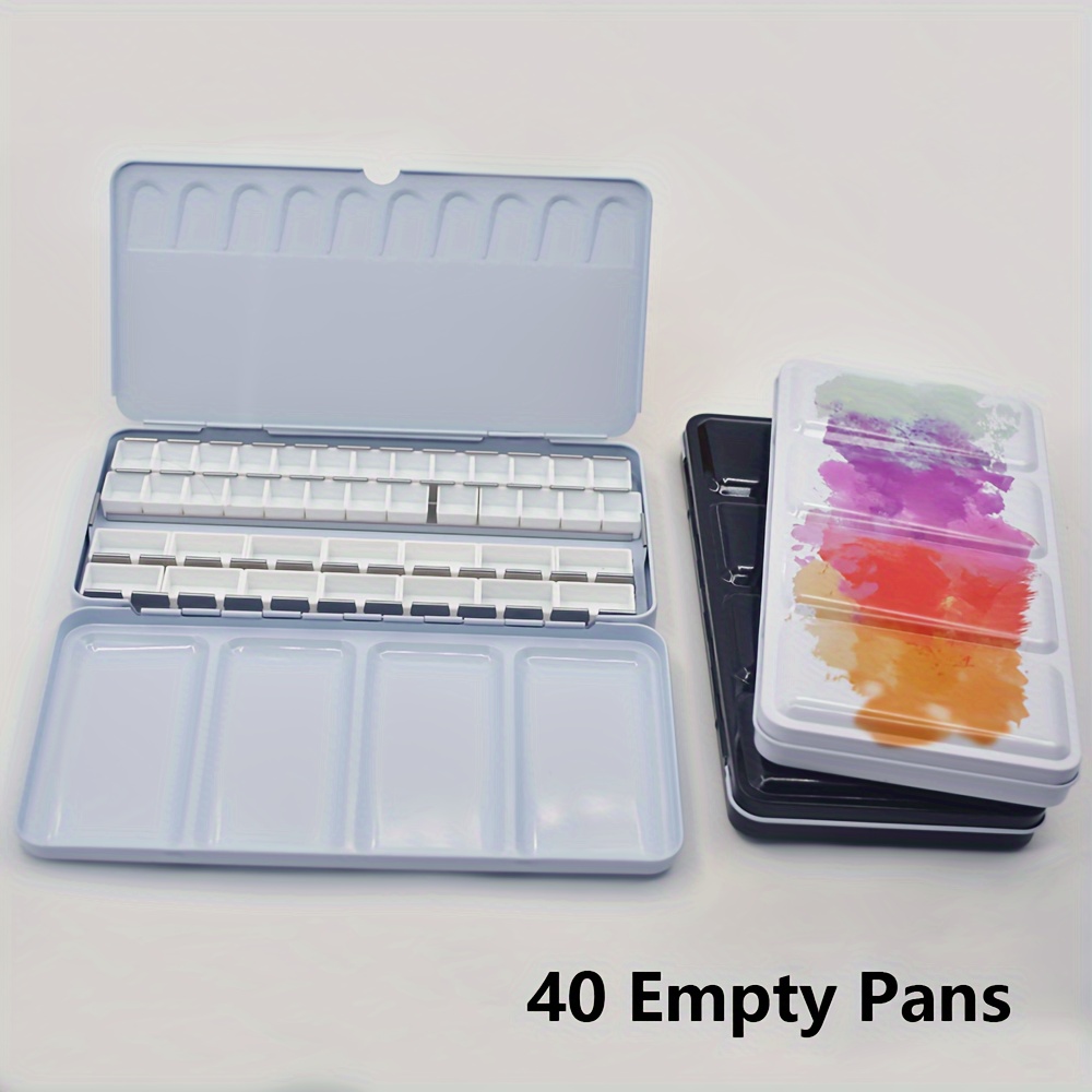 

Metal Watercolor Box 26 Half & 14 Pans - Portable, Refillable For And Oil Painting Supplies, Reusable '