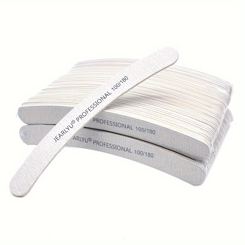 10pcs Double-Sided Grey Sandpaper Nail File Blocks, Grit 100/180/240