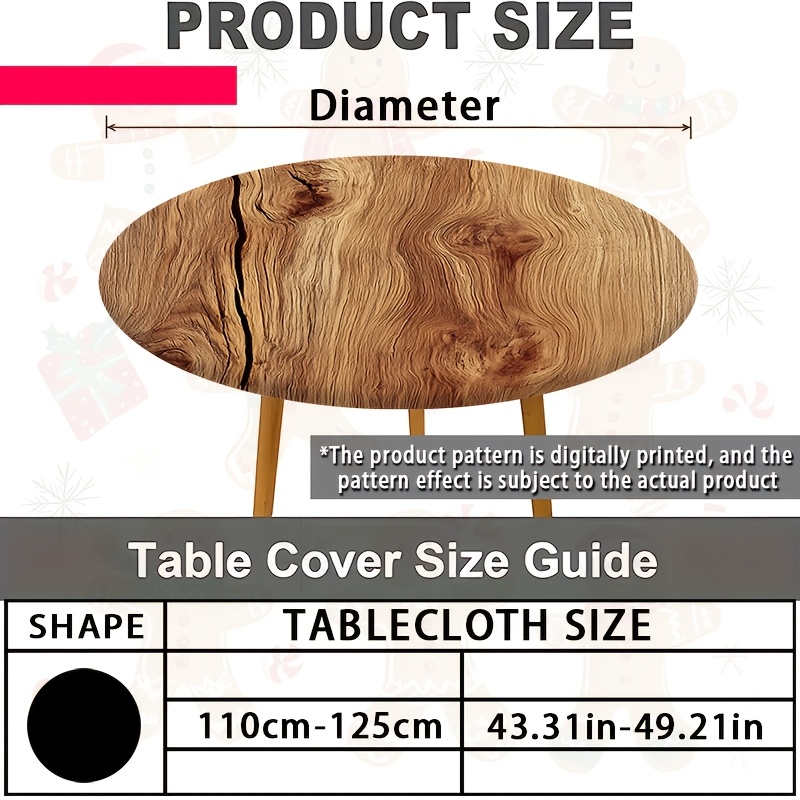 E-shop 1 Stück, 2D Flache Naturholzmaserung Tischdecke mit realistischer Textur für Küche, Outdoor-Picknicks, Camping, Gartenpartys, Veranstaltungen