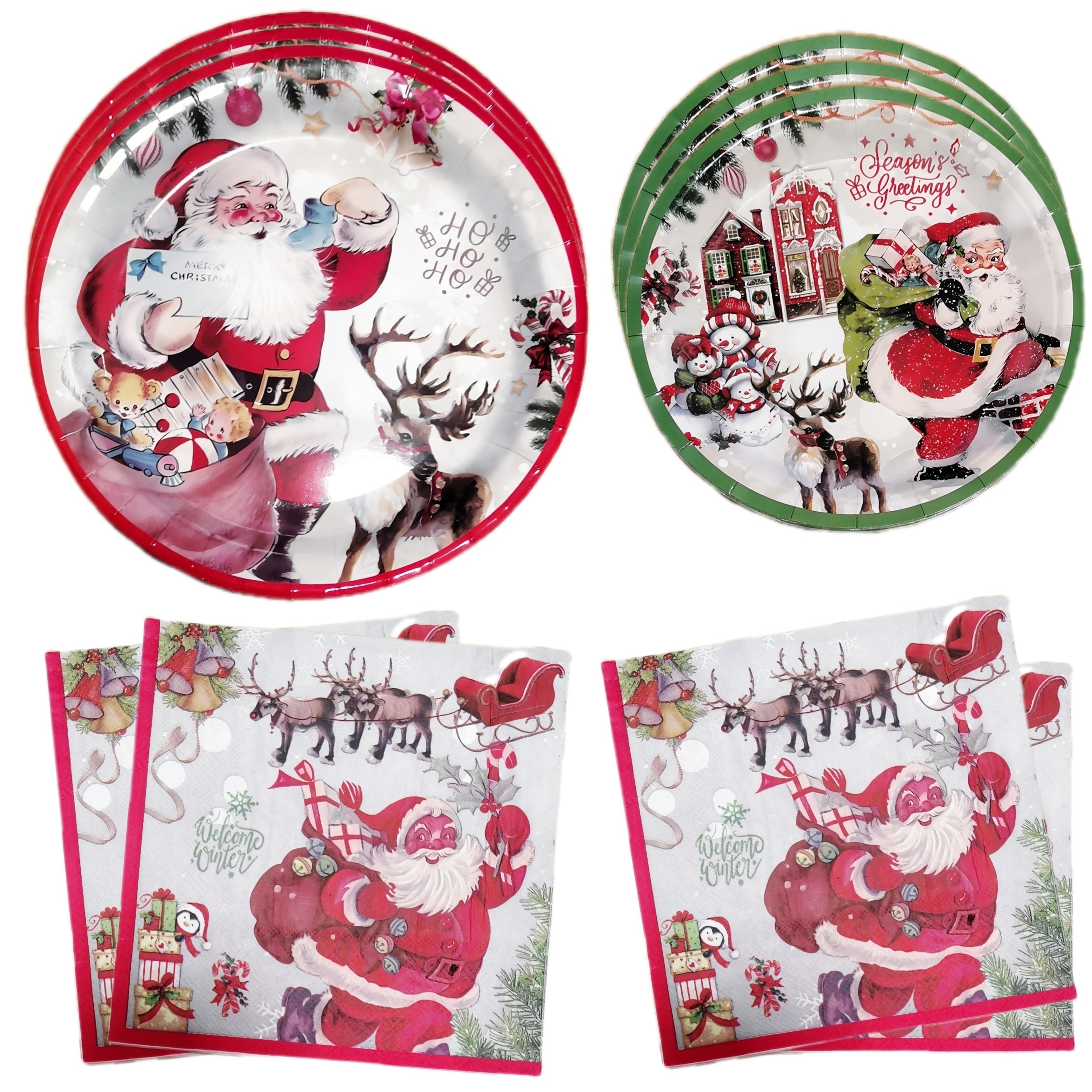 

40 Pcs Merry Christmas Party Tableware Set Christmas Party Supplies Disposable Dinnerware For Christmas Birthday Party Favors