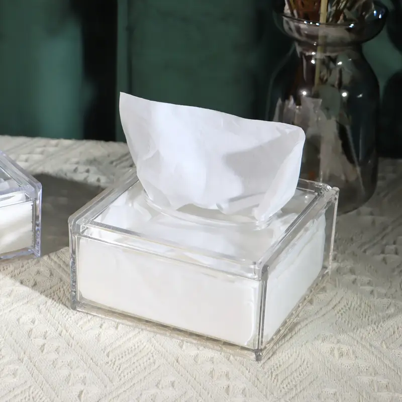 1pc sleek european style transparent acrylic tissue box holder durable wear resistant smooth dispensing design ideal for living room dining room bathroom decor bathroom accessories european style holder clear acrylic material toilet paper holders Product details 2