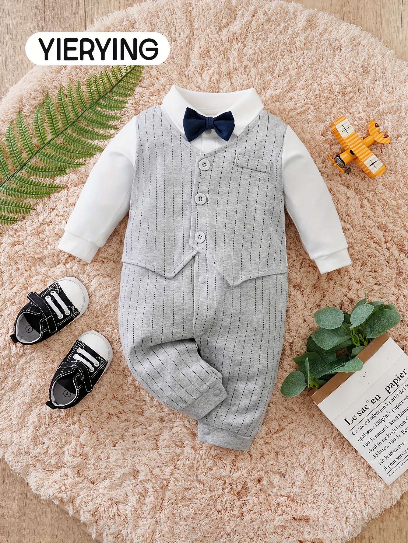 baby boys gentleman style romper bow tie vest long Temu Saudi Arabia