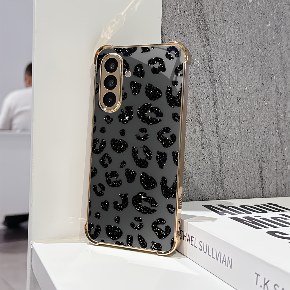 TEMU Простий та міцний чорно-сірий чохол із леопардовим принтом для for Samsung Galaxy A56 A36 A55 A35 A06 A05 A14 A24 A34 A54 A16 A05S A25 A15 A33