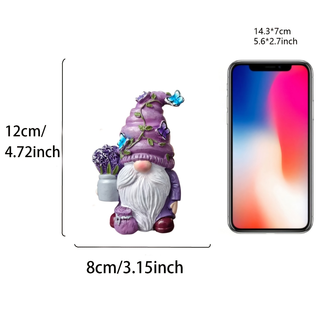 TEMU 1pc 1pcs Purple Gnome Figurine Statue - Resin Outdoor/ Garden Decor With Hydrangea & , Freestanding Ground Suitable For, Flower Bed, Porch,