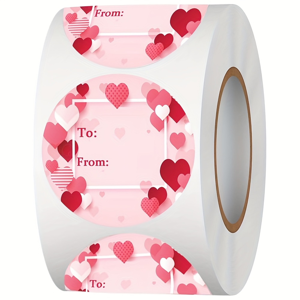 

500pcs Valentine's Day Heart Stickers - 1.5 Inch "to/from" Gift Tags With & For Envelopes, Cards, Wedding Favors, And Holiday Decorations, Valentines Decorations