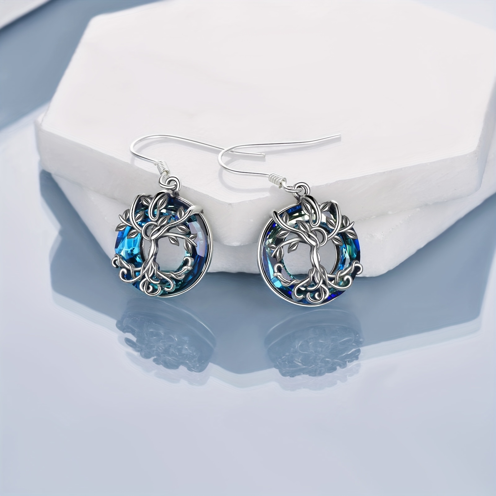 Women's 925 Sterling Silver Tree of Life Dangle Earrings