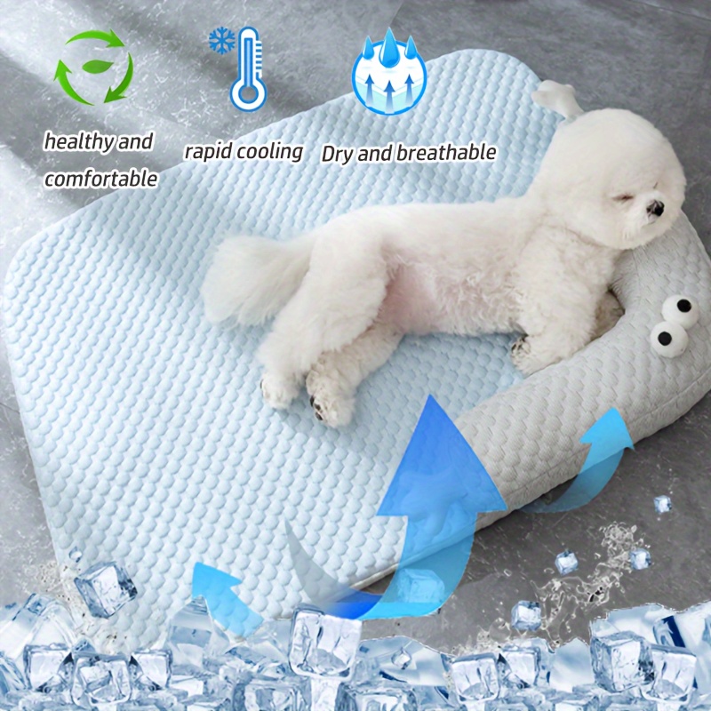 

Thickened Dog Bed, Rectangle Dog Cool Bed Mat, Memory Sponge Dog Nest Cushion Pad With Pillow Design