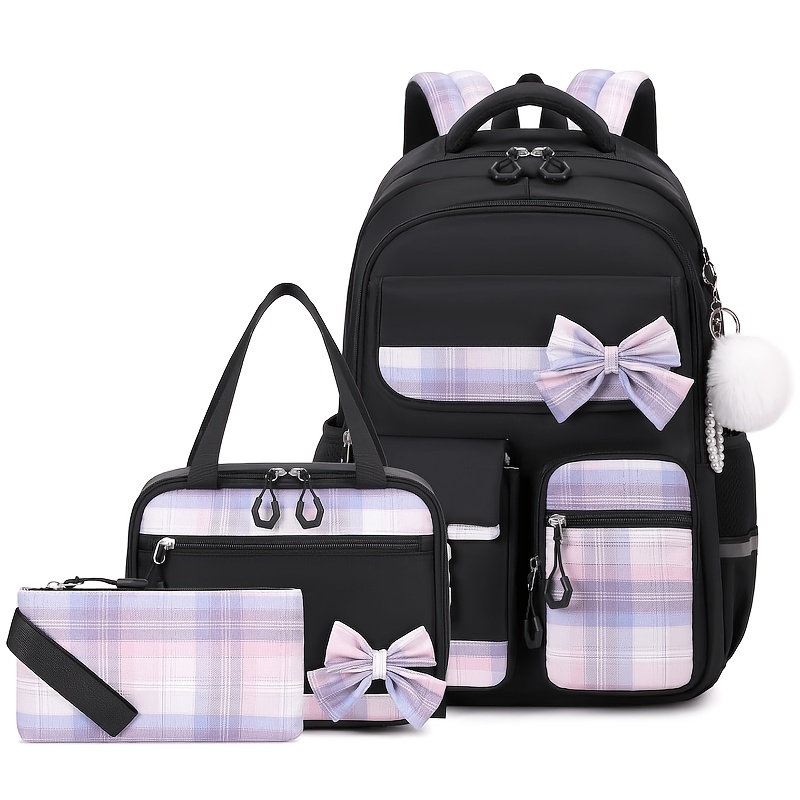 3pcs School Bag Girls Set Includes Backpack, Lunch Bag (non-food Contact) Pencil Case, Cute Casual Backpack For Outing Travel