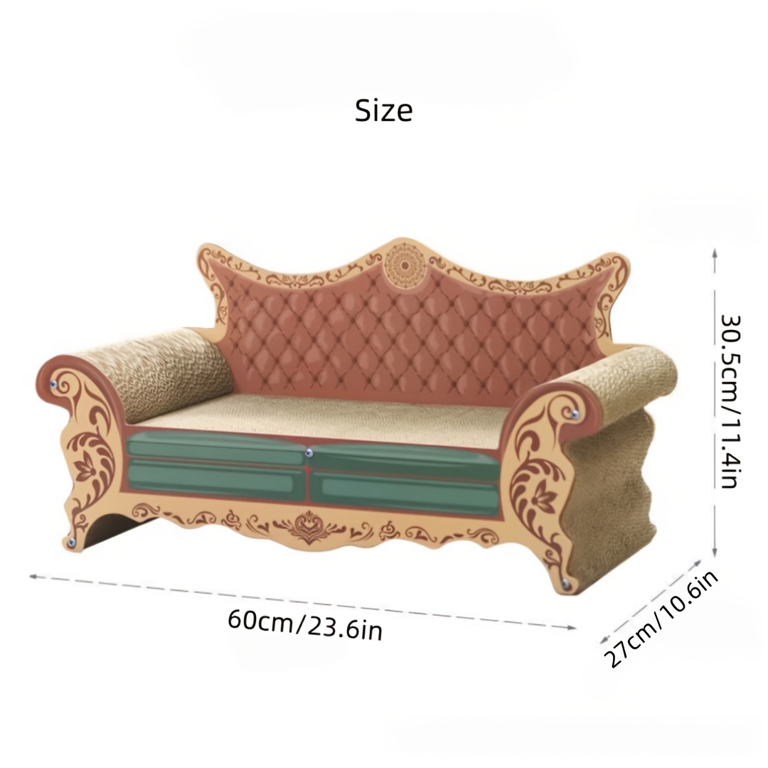 Large Wavy Cardboard Cat Scratcher And Bed | Durable Non-shedding Princess Chair Cat Lounge, Sofa Cat Bed Combo, Large Cat Lounge, Cat Additions