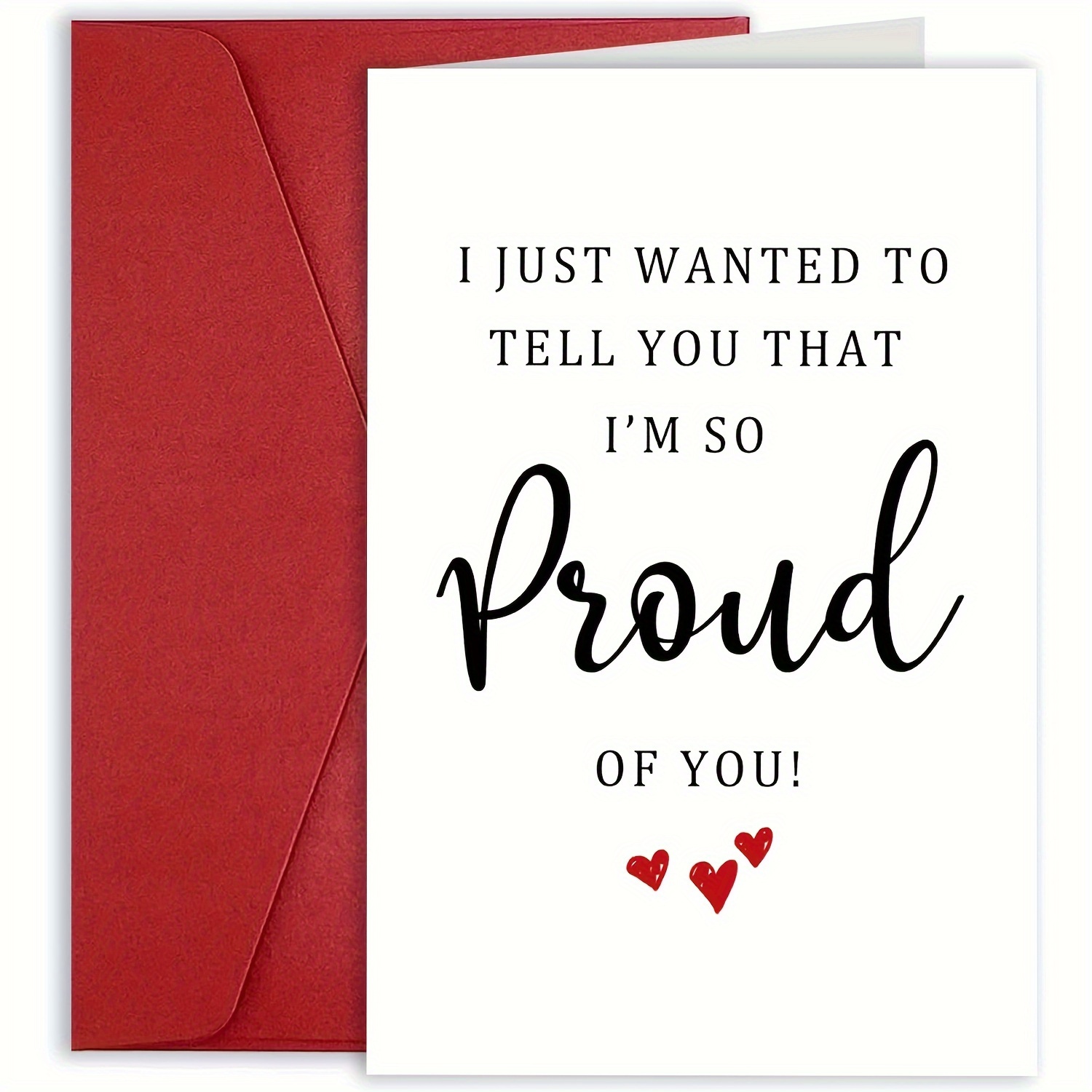 

Proud Of You! Graduation, New Job, Promotion, Exam Success, Or Any Special Occasion - Blank Card With Red Envelope