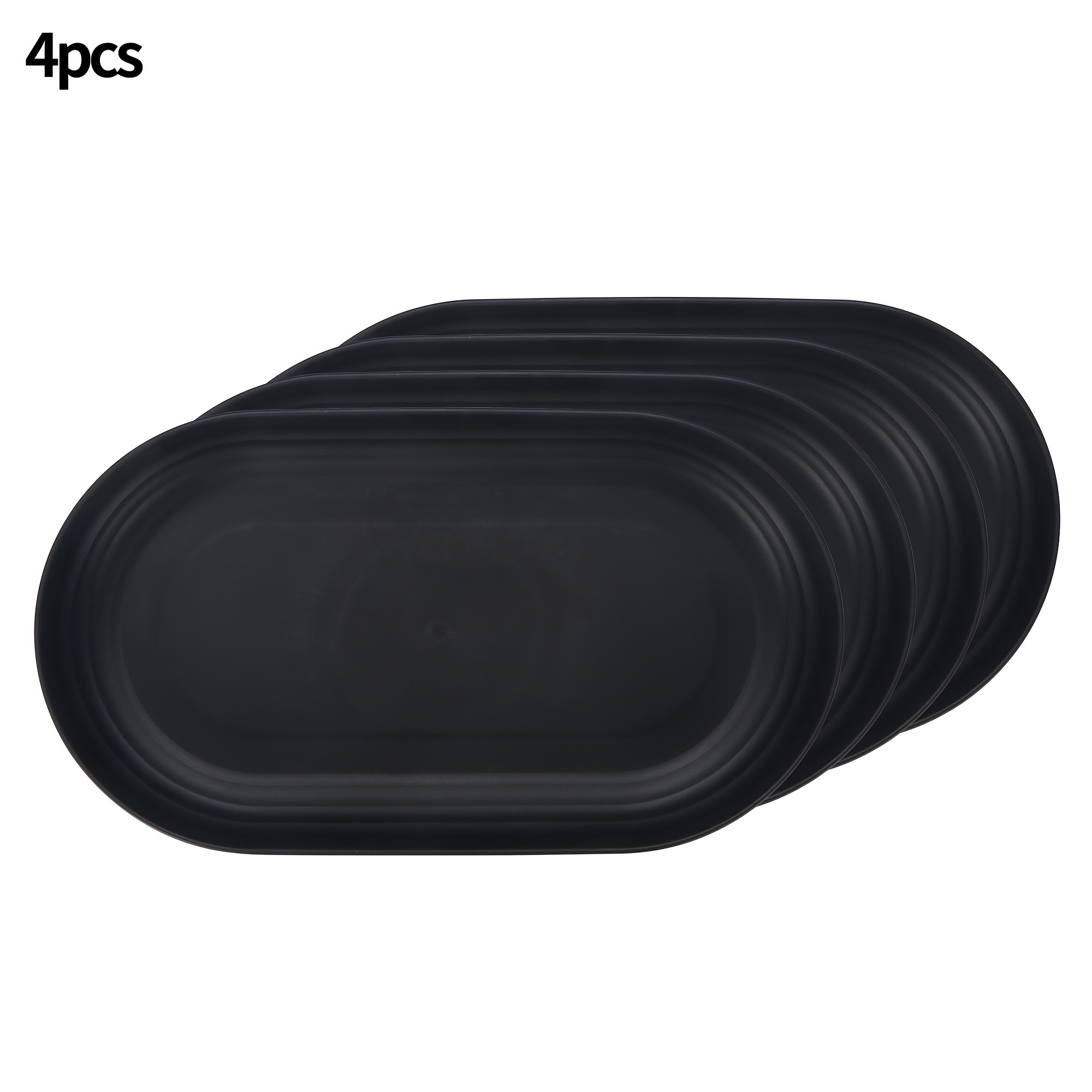 TEMU [popular ] 4pcs/6pcs/8pcs Pp Black Oval Dining Table Small Plate Plate Candy Plate