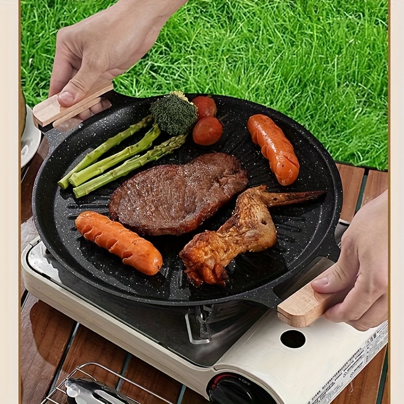 Wheatstone Texture Grill Pan Korean BBQ Plate Compatible with Induction Cooker Iron Griddle Outdoor Camping Frying Pan