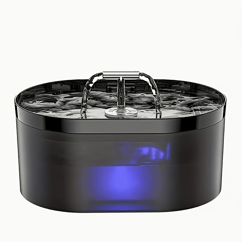 TEMU 74oz/ 2.2l Automatic Pet Water Fountain, T-tap Design With Led Light, Usb-powered Water Dispenser For Multiple Pets, Transparent Window & Sleek
