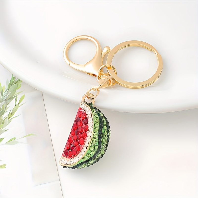 

Chic Watermelon Keychain - Sparkling Rhinestone Alloy, Perfect For Car Keys & Backpacks, Ideal Women's Fashion Accessory & Gift