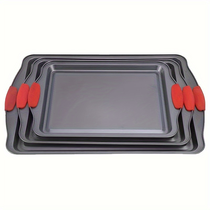 

Carbon Steel Rectangular Baking Tray Set With Non-stick Coating - Perfect For Cookies, Cake, And Bread