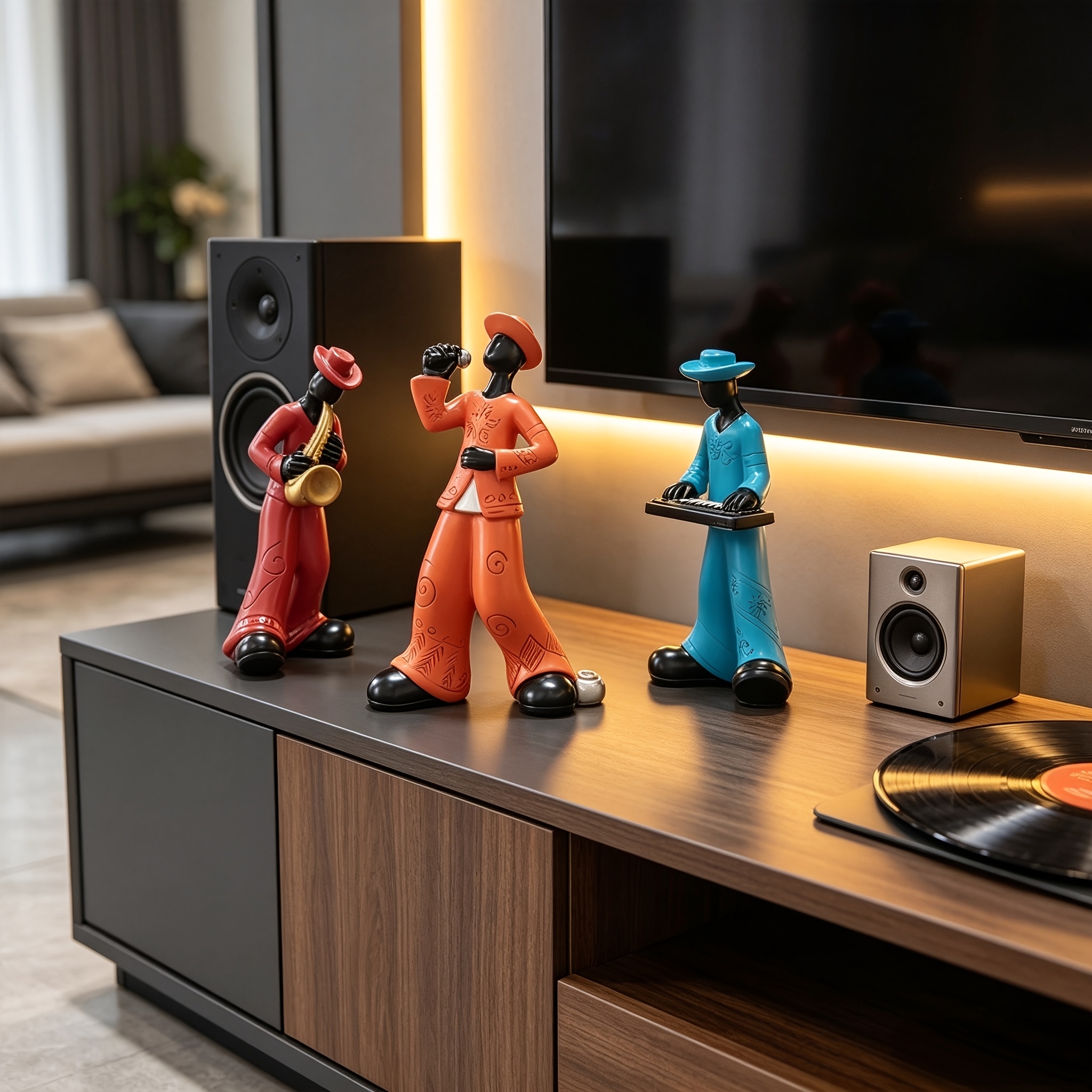 TEMU 3pcs Set Creative Vintage Band Art Ornament, Music Figure For Living Room Bookshelf, Tv Cabinet, Bar Cabinet, Light Luxury Decorative Accent,