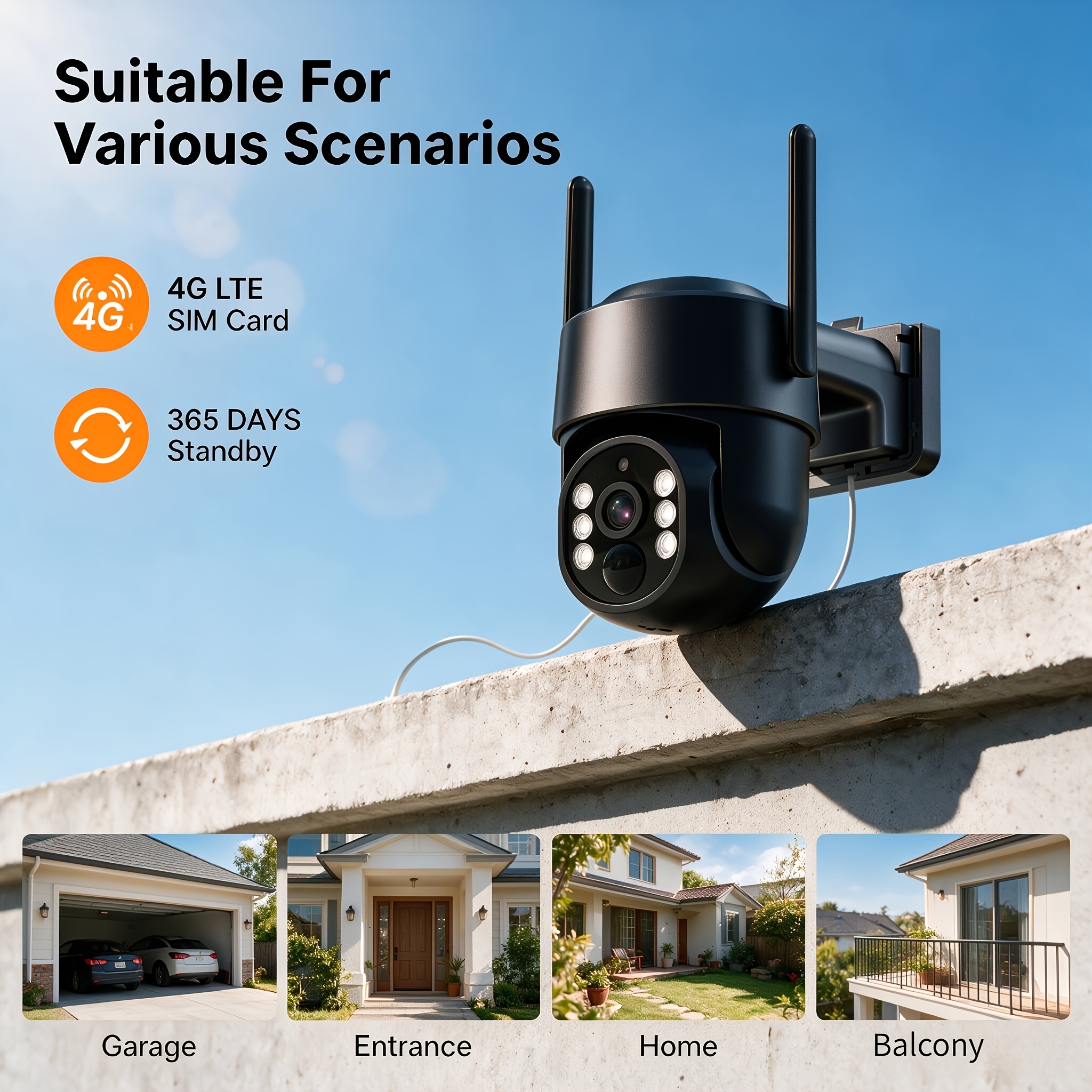 TEMU 4g Solar Wireless Ptz Outdoor Security Camera, 365 Days Long Standby, Solar Charging Ip66 Waterproof, 4mp Night Vision, Ai Human Detection,