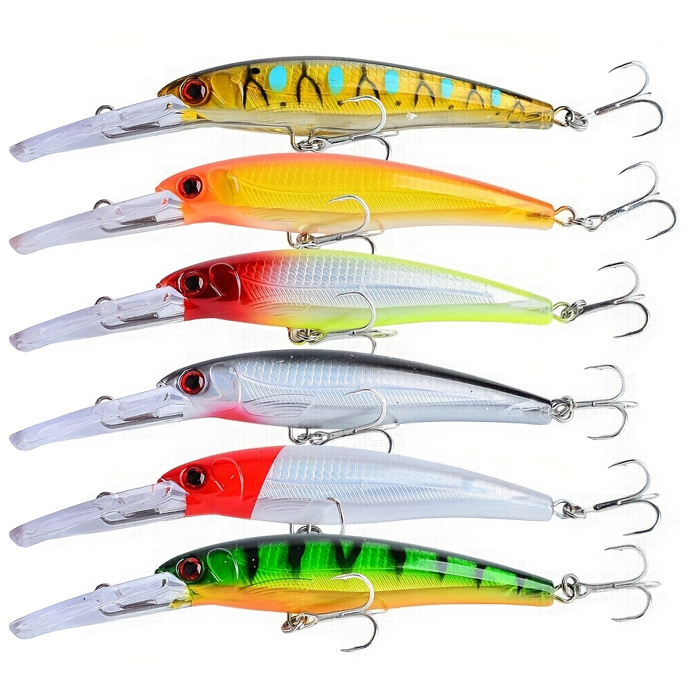 TEMU 6pcs Large And Heavy Sinking Minnow Lure For Long Casting Big Weight Bionic Artificial Bait And For Deep Sea Fishing And