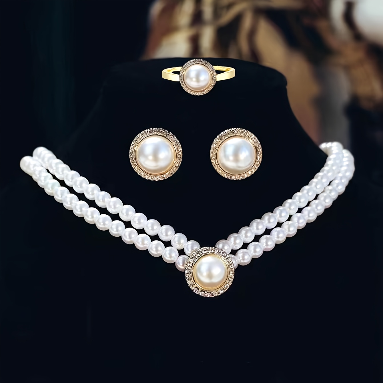 3pcs Versatile White Plastic Bead Jewelry Set