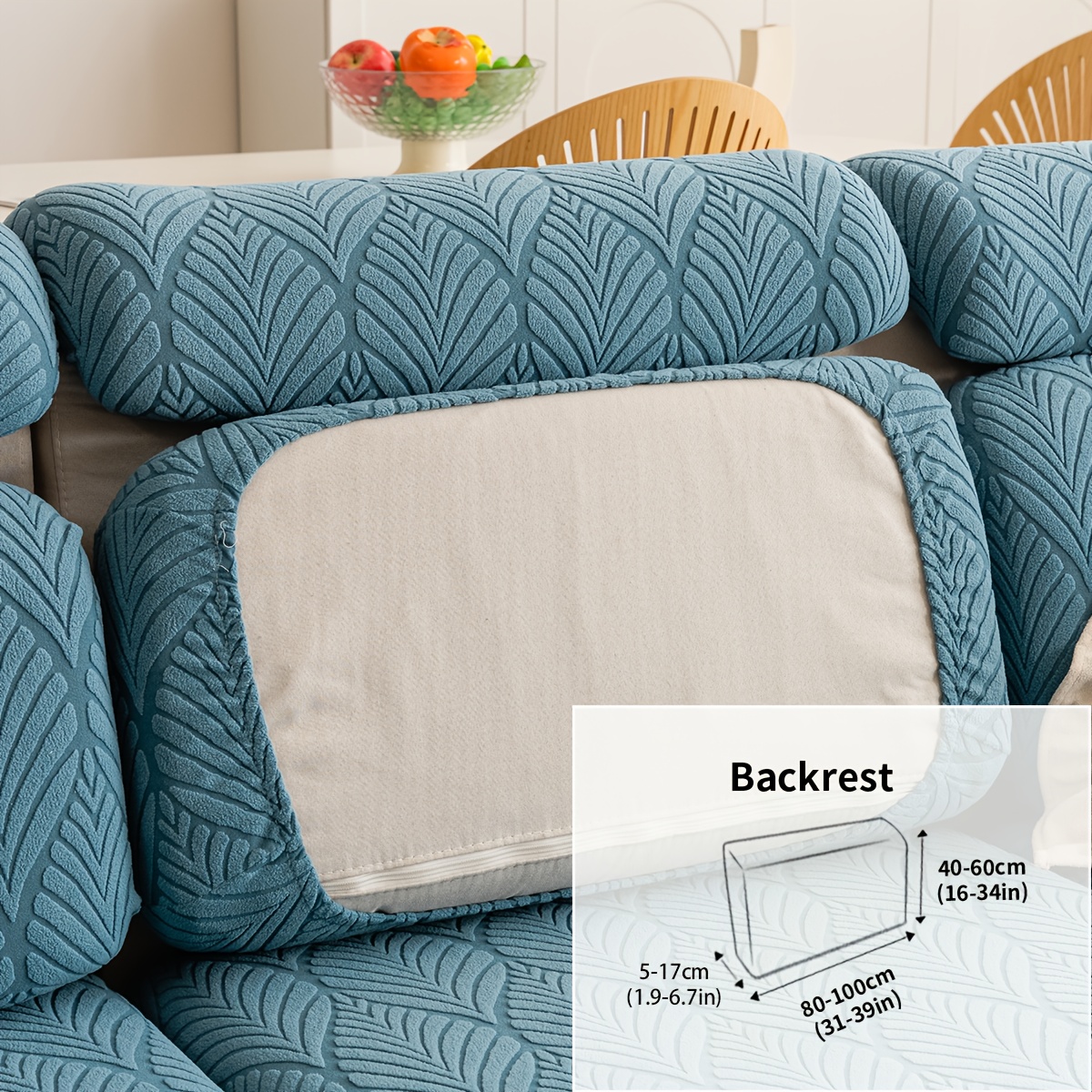 TEMU 1pc Velvet Sofa Cover, Leaf Pattern, Machine Washable, Use. Elastic Universal Sofa Case, For Bedroom Dining Room Decor, Suitable For Sectional
