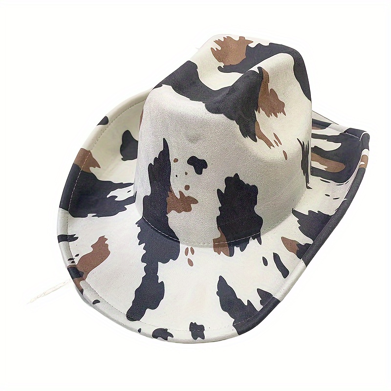 Classic Cow Print Cowboy Hat Wide Brim Sun Protection, Beige/Brown/*/,  Lightweight Western Fedora for Women Men, Outdoor, Ranch, Parties