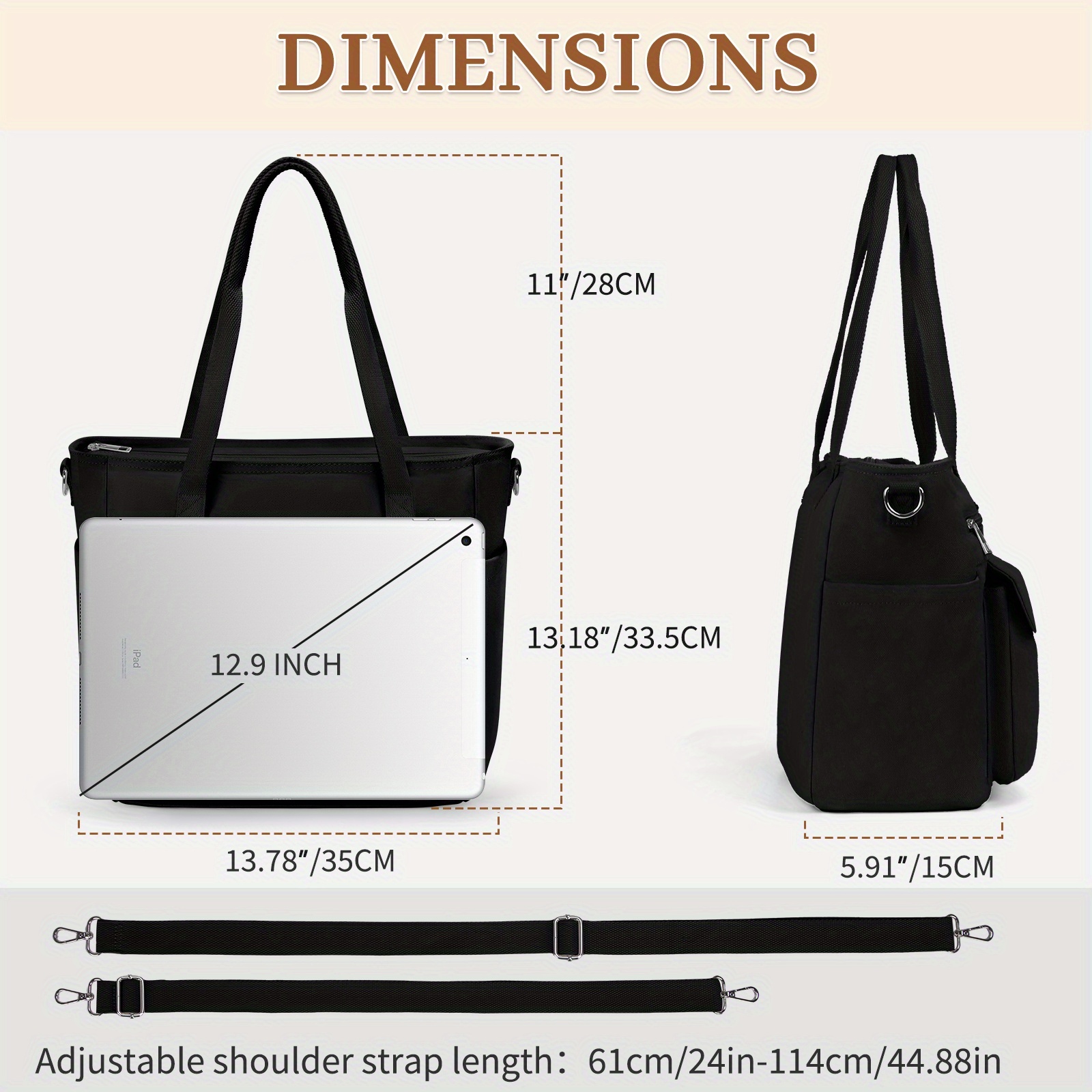 canvas tote bags women large work tote bag zipper - Temu Mauritius