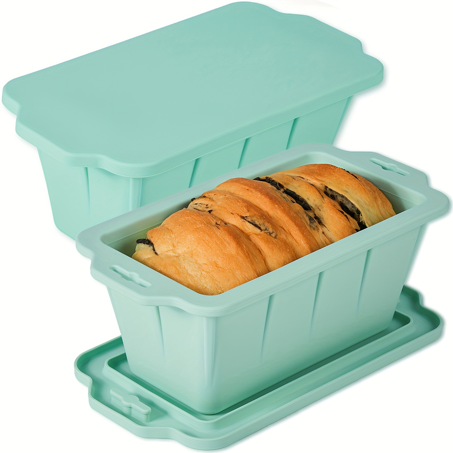 

Set Of 2 Large Capacity 4lb Silicone Bread Loaf Pan Baking Molds With Lid, Non-stick Bread Pans For Homemade Breads, Cakes, , Ice Cream, Ice Cubes And More