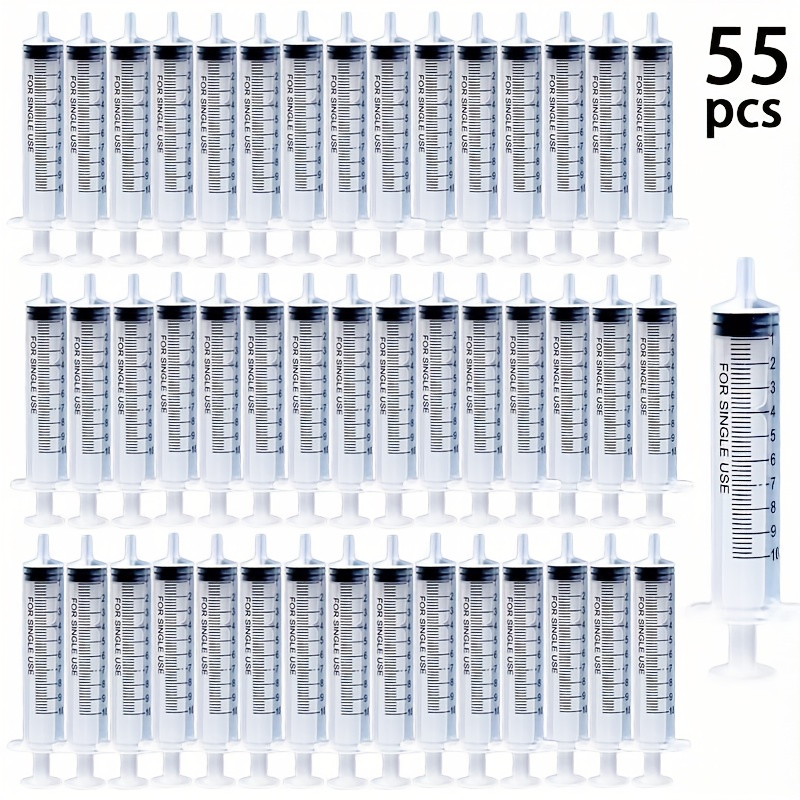 55pcs 10ml Syringe Set With Clear And Precise Graduations, Suitable For Laboratory Use, Liquid Transfer, Measurement, And Accurate