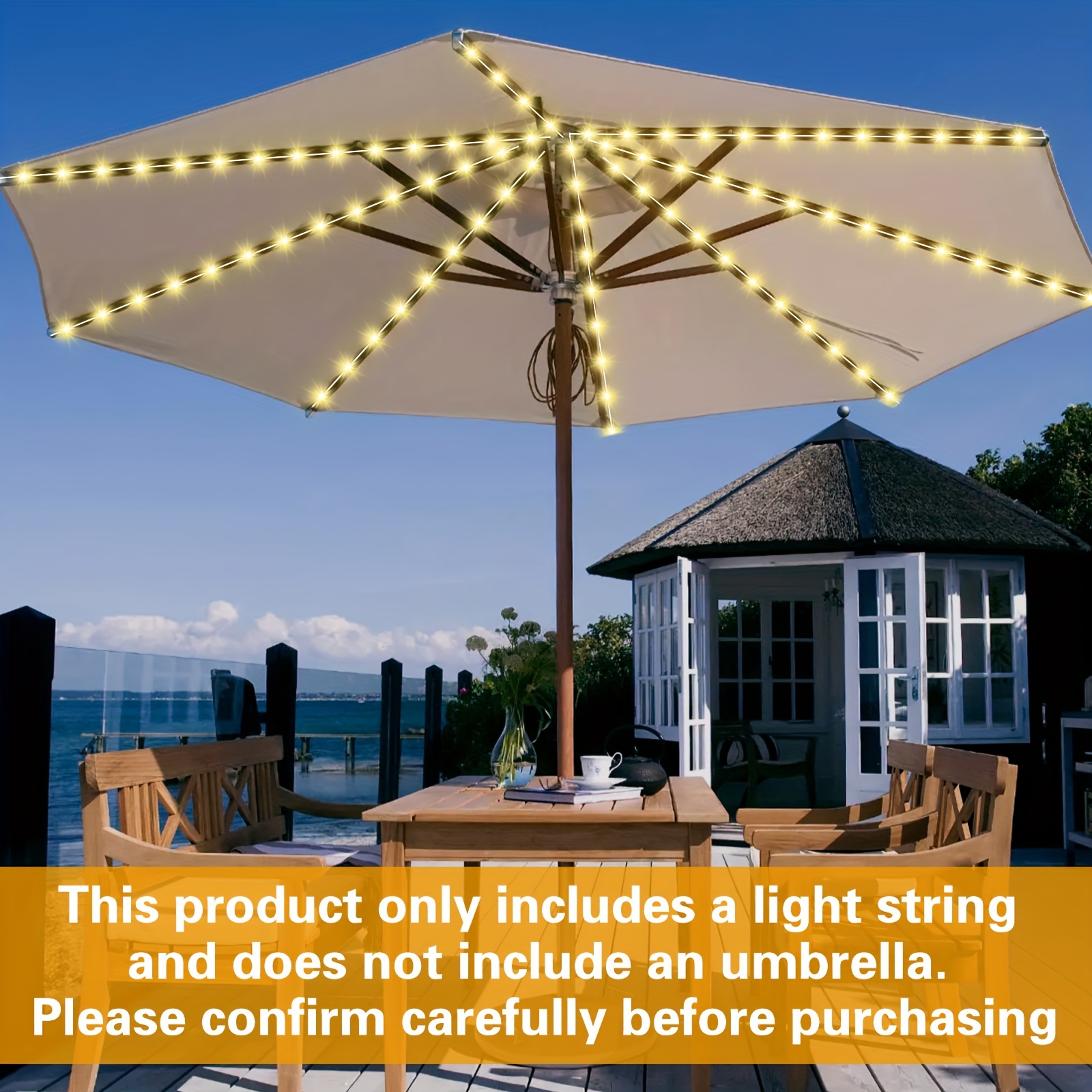

1pc Solar Powered Umbrella Lights Outdoor Lighting With Remote Control, 8 Mode 104led Fairy Light For Garden Outdoor Garden Decor Festival Atmosphere Decoration