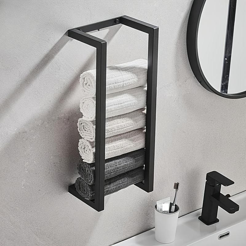 

Modern Metal Towel Rack For Bathroom - Wall-mounted Organizer, Space-saving Rolled Towel Holder, Small Space Bathroom Towel Storage, Towel Racks