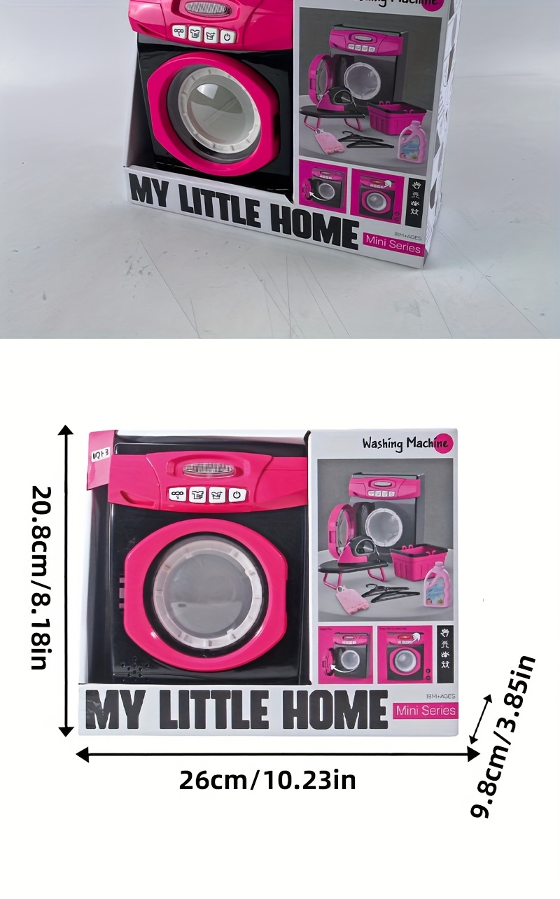 Pretend Play Washing Machine Toy Set – Includes Laundry Basket, Detergent, Iron, Hanger, Fabric & More – Educational Role-Play for Ages 3+ – No Batteries Included