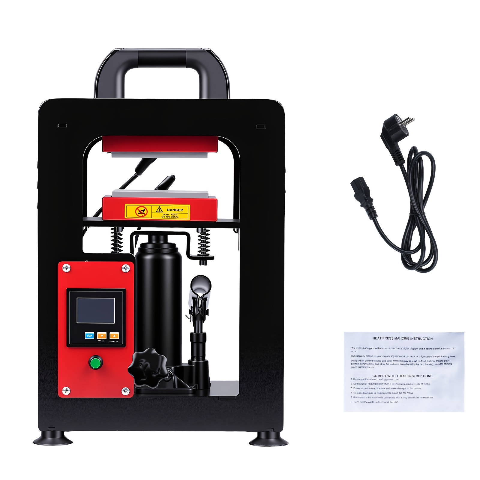 Image of Manual Hydraulic Machine, 5t Heat Press Machine Dual Heating Plate Rosin Extraction Machine (red)