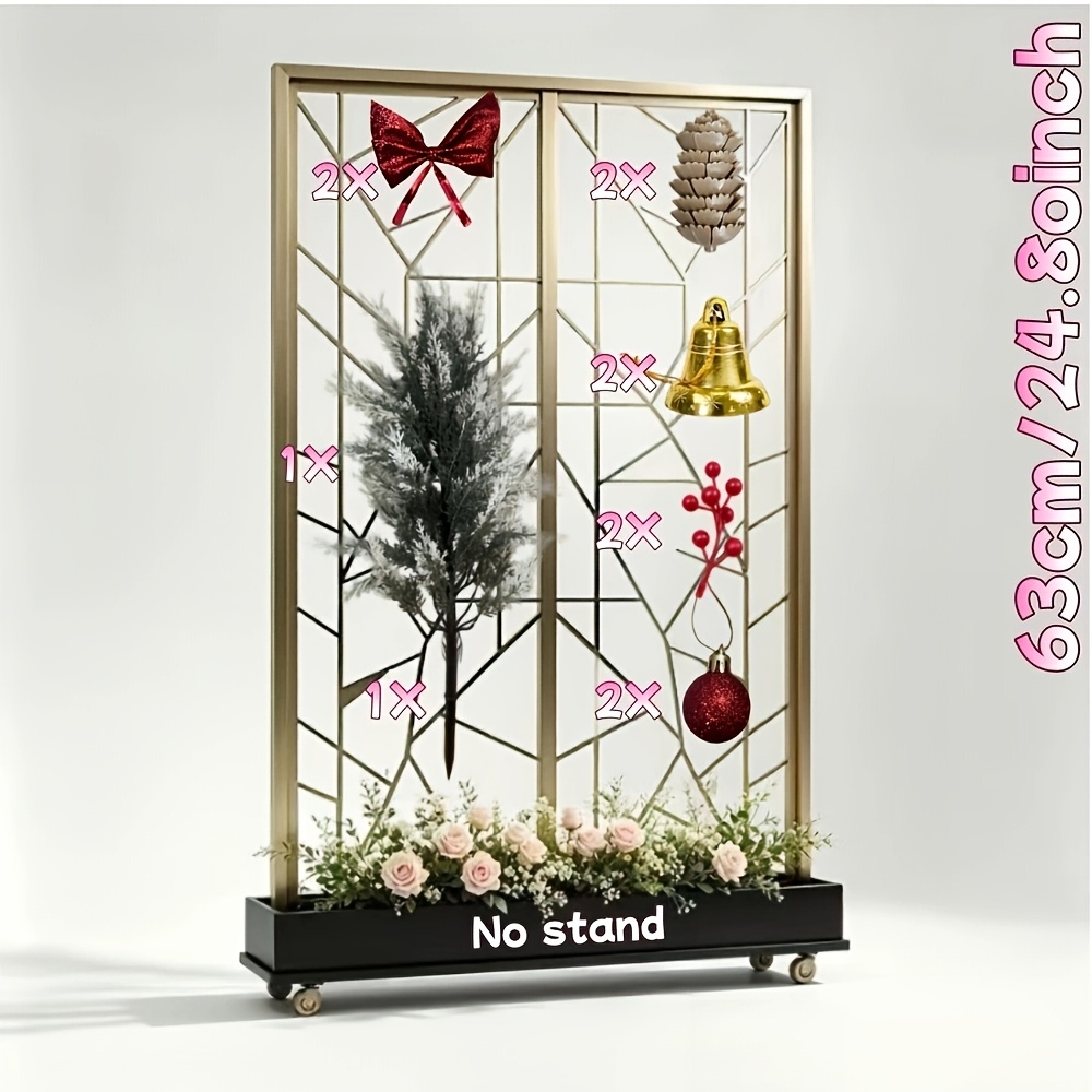 TEMU 1 Set - 2026 New Luxury High Atmosphere Simulation White Snow [ground Plug And Red Berries And Small And Bell And And Bow] Outdoor/indoor Shrub