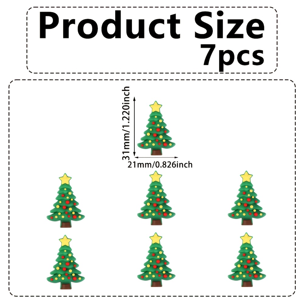 TEMU 7pcs Christmas Tree 3d Silicone Beads With Yellow Five-pointed Star Beads Christmas Theme Jewelry Making Pens Beaded Decorations Additions For