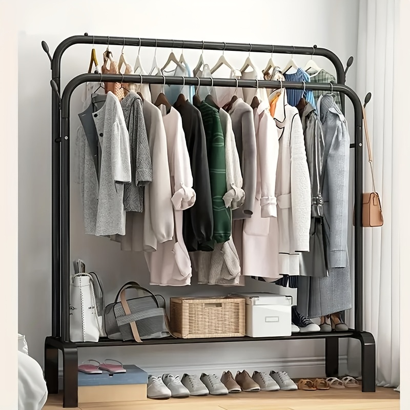 popular   stainless steel multi functional wardrobe clothes rack space saving design easy assembly with shelves and hooks portable clothing rack for balcony dorm bedroom Product details 20