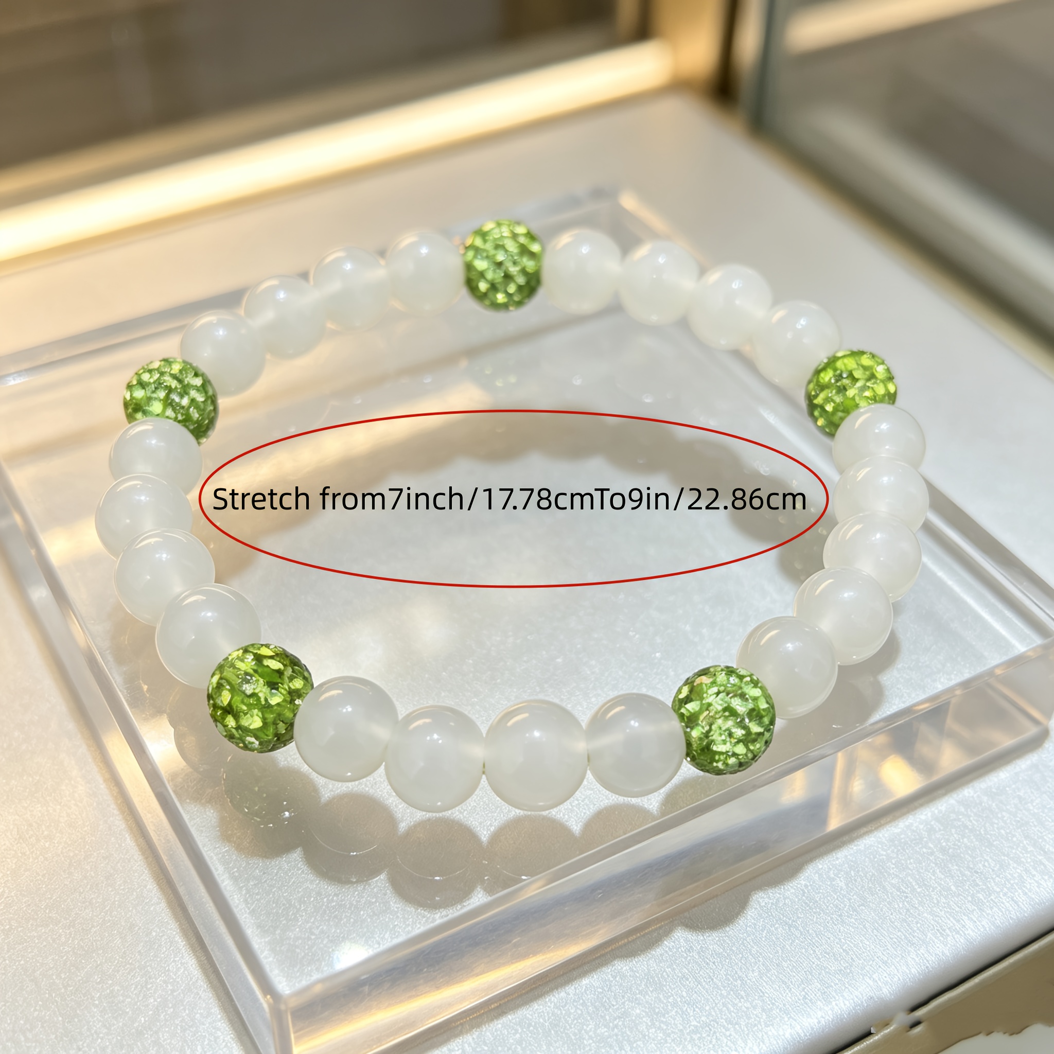 Women's Fruit Green Inlay Synthetic Zirconia Elastic Bracelet
