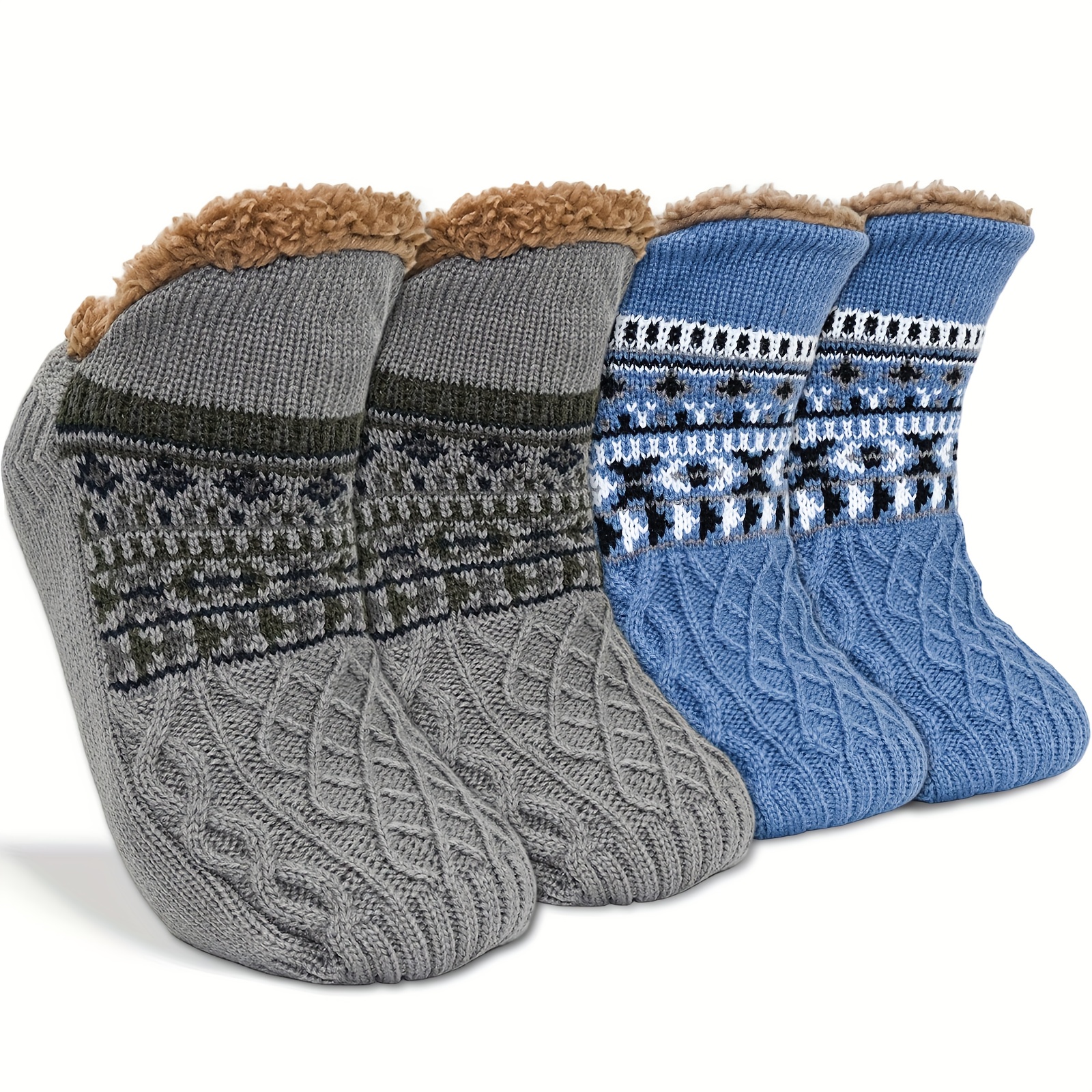 NS-Sherpa Fluffy Bed Slippers for Men & Women - Warm, Non-Slip, Comfortable Knitted Socks with Plush Fleece Lining, Striped Design, Perfect for Indoor Use, Indoor Slippers | Plush Lined Socks | Knitted Socks, Slippers for Indoor Use, Bed Sock Men, Fuzzy Sock Extra Large, Sleep Sock Big Size, Thermal Sock For Sleeping, Sock Men Extra Shirt, Men Sock Good Quality 3 NS-Sherpa Fluffy Bed Slippers for Men & Women - Warm, Non-Slip, Comfortable Knitted Socks with Plush Fleece Lining, Striped Design, Perfect for Indoor Use, Indoor Slippers | Plush Lined Socks | Knitted Socks, Slippers for Indoor Use, Bed Sock Men, Fuzzy Sock Extra Large, Sleep Sock Big Size, Thermal Sock For Sleeping, Sock Men Extra Shirt, Men Sock Good Quality - Image 3