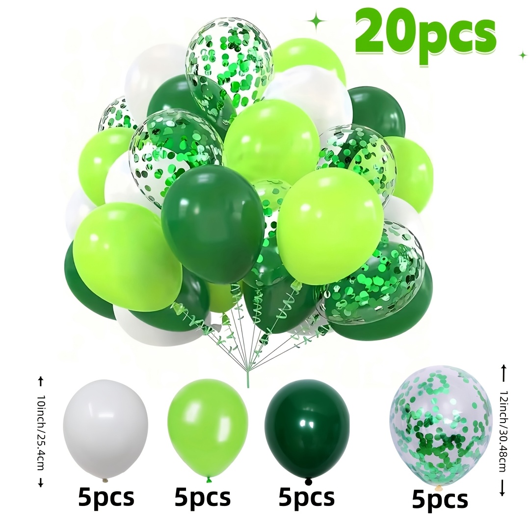 Image of Set Of 20, Green And White Latex Balloon Set, Suitable For Weddings, Celebrations, Anniversaries, Style Decoration, Birthdays, Adult Graduation Parties, And 's Day