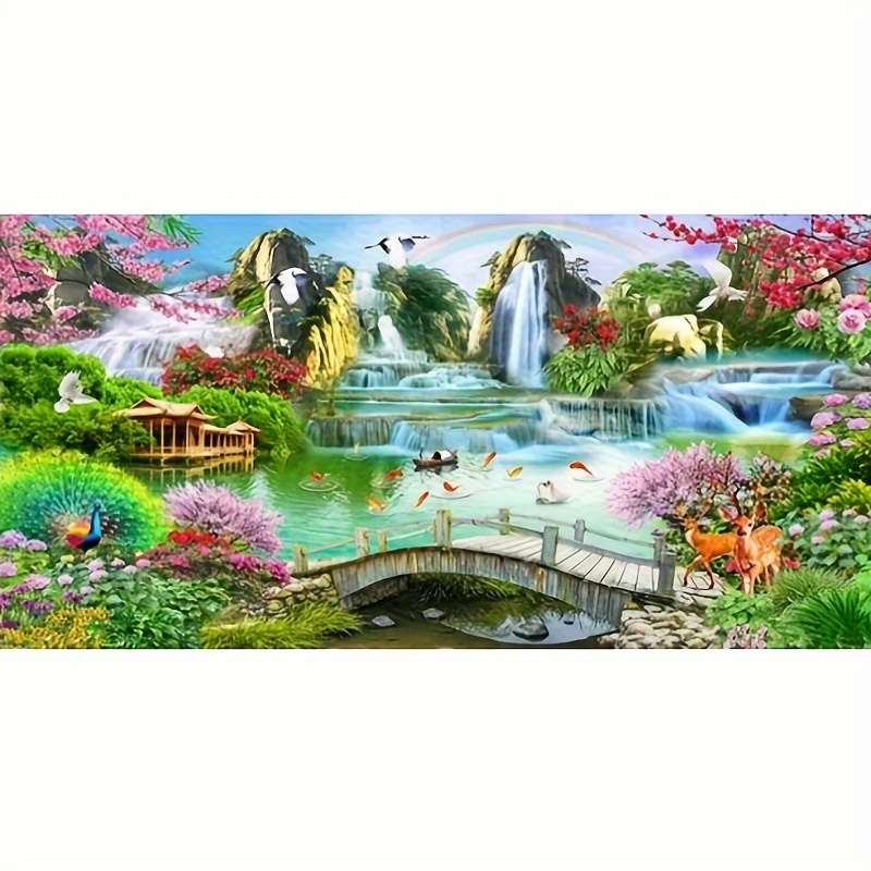 

Peinture diamant "Montagnes et ", magnifique paysage, peinture diamant à strass ronds, décoration murale à suspendre, cadeau de Saint-Valentin, décoration murale artisanale pour la maison