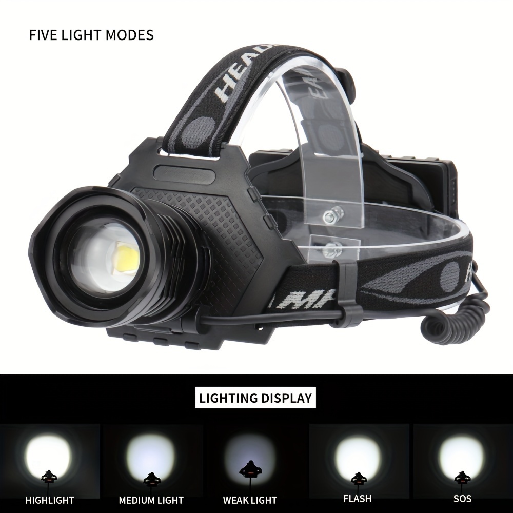 1pc Xhp360 High Power High Lumens Led Headlamp Usb Rechargeable Head Lamp  With 4 Modes Zoomable Waterproof Head Light With Power Bank Function For  Fishing Camping Hiking Cycling