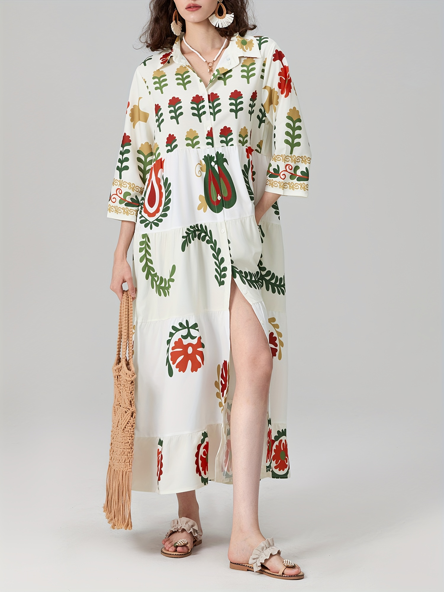 flowy shirt dress women Women Simple Cotton Loose Shirt Dresses For Summer Q6057 main image 0