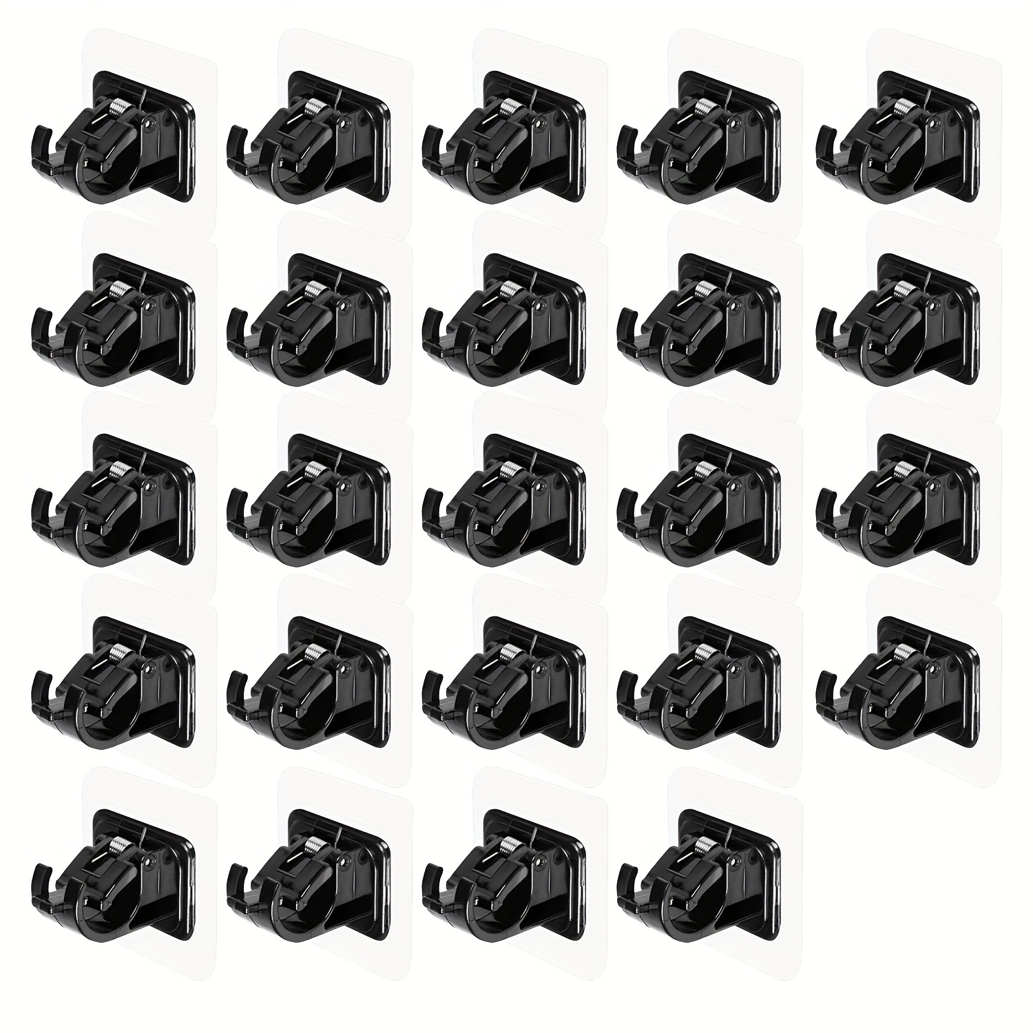 

24pcs No Drill Curtain Rod Brackets No Drilling Self Adhesive Curtain Rod Holder Hooks Universal Plastic Self-adhesive Wall Mount Holder For Curtain Rod Bathroom Kitchen Home And Hotel(black)