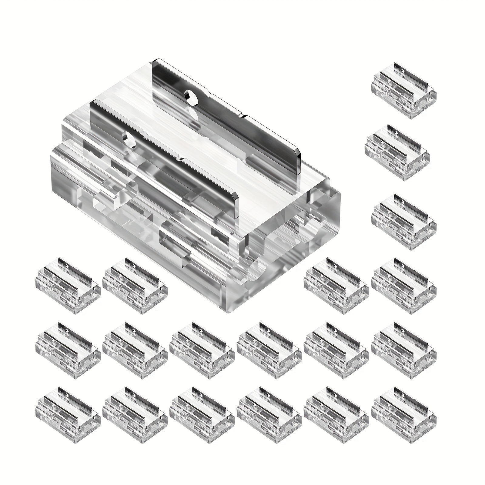 E-shop 20er-Pack Lötfreie SMD COB LED-Anschlüsse - 2-Pin 8mm Spaltlose Hochwertige Anschlüsse mit Transparentem Gehäuse & Satin-Metall-Finish für