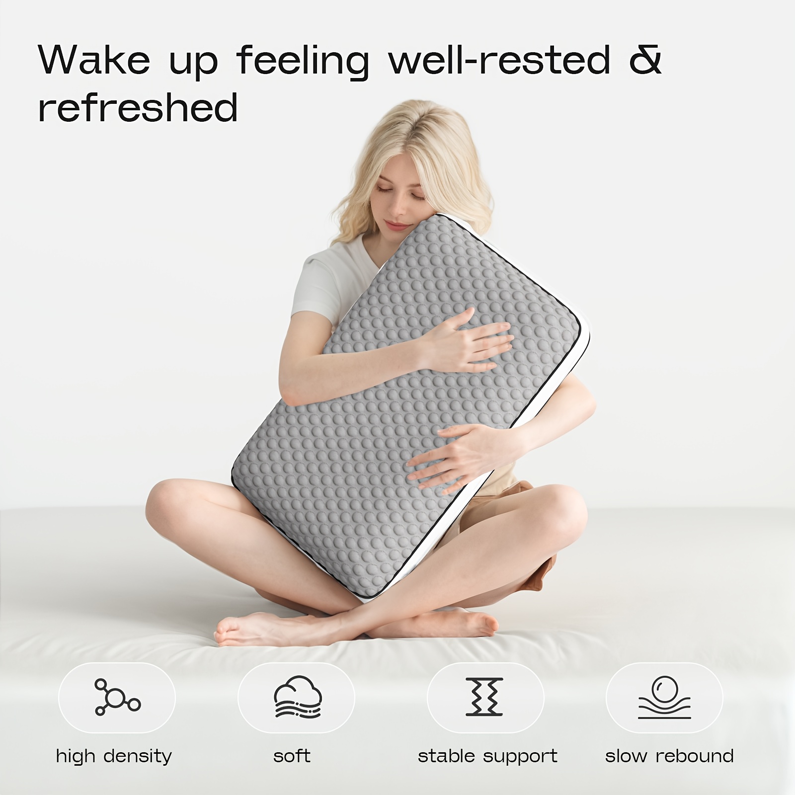 1pc Ice Fiber Dual-Sided Pillow - Ergonomic Support for All Sleeping Positions, Breathable Cooling Design, Machine Washable, Grey, Allposition Support, Sleek Modern Design, Zipper Closure