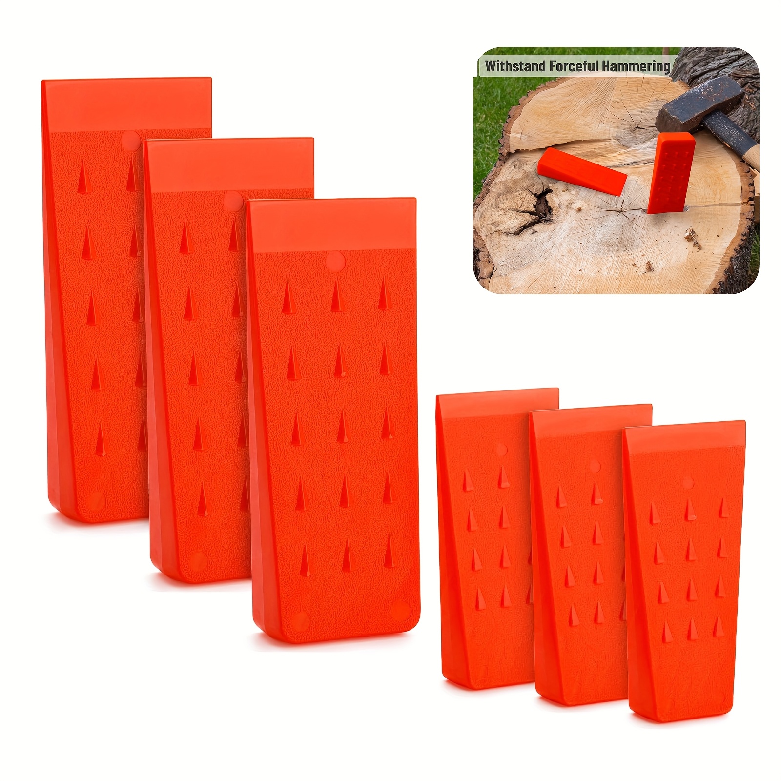 E-shop 6er-Set Baumfällkeile mit Spitzen | 5,5" & 8" Kunststoffkeile mit Aufbewahrungstasche, Spaltkeil, Holzfällwerkzeuge und -ausrüstung für Bäume,