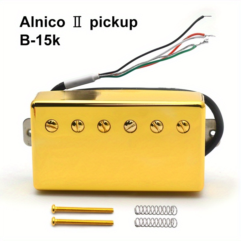 Alnico 2 Double Coil Guitar Pickups with 4 Wire Coils, Featuring 7. 5K/8. 6K/15K Coil Splits with Copper Sleeves, Alnico 2 Pickups (Suitable for LP Guitars) with Golden Plating., Studio Guitar Equipment, Live Performance Pickups, Vintage Humbucker